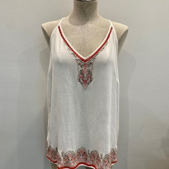 Willow & Clay Ivory Embroidered V-Neck Tank Size XS - Picture 2 of 5